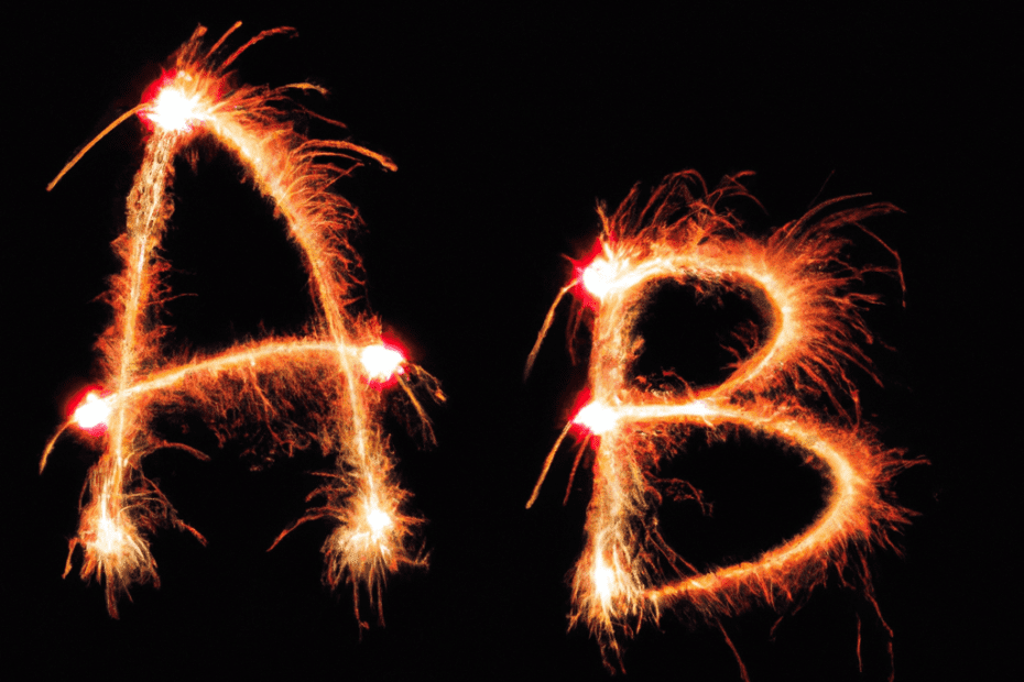 fireworks using the letters A B.